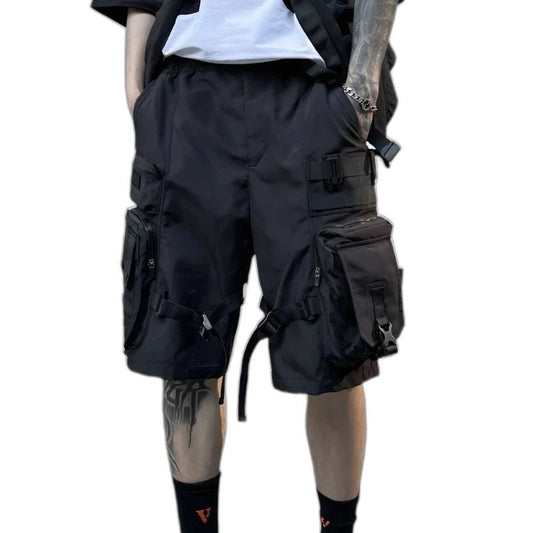 Black High Waisted Cargo Shorts