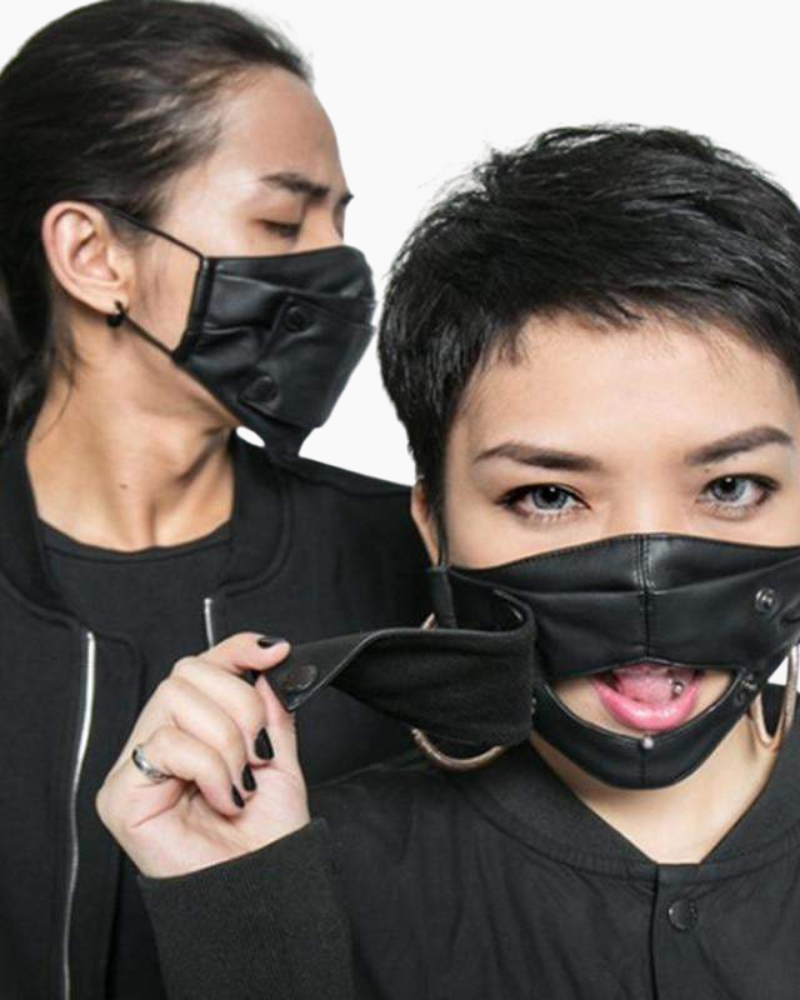 Techwear Black Leather Face Mask