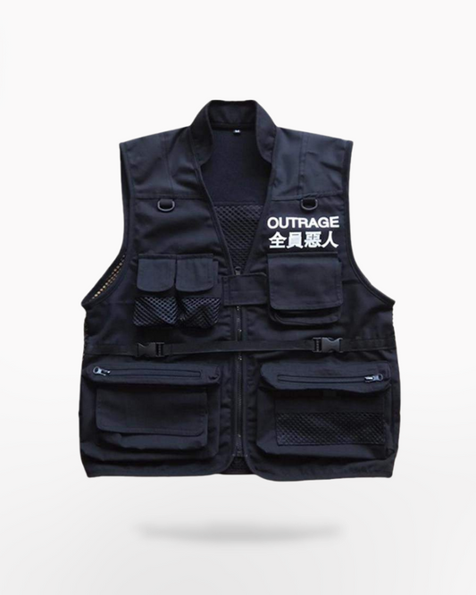 Techwear black tactical vest streetwear