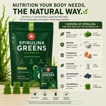 Spirulina Greens Gummies | Superfood Blend (30 Servings)