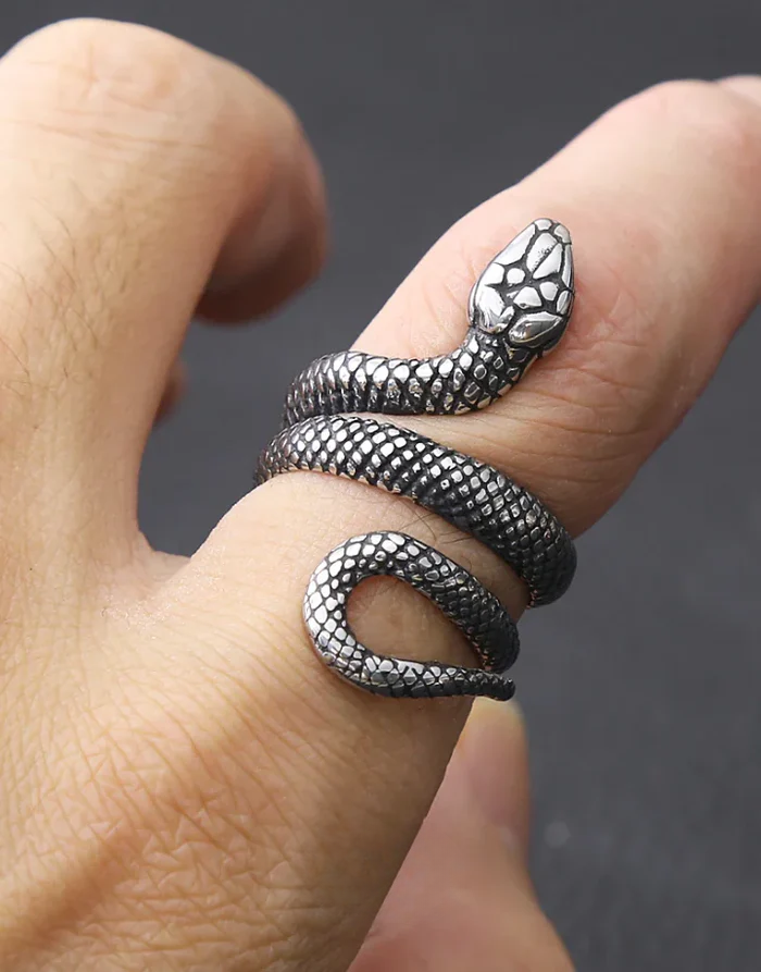 Techwear Snake Silver Ring