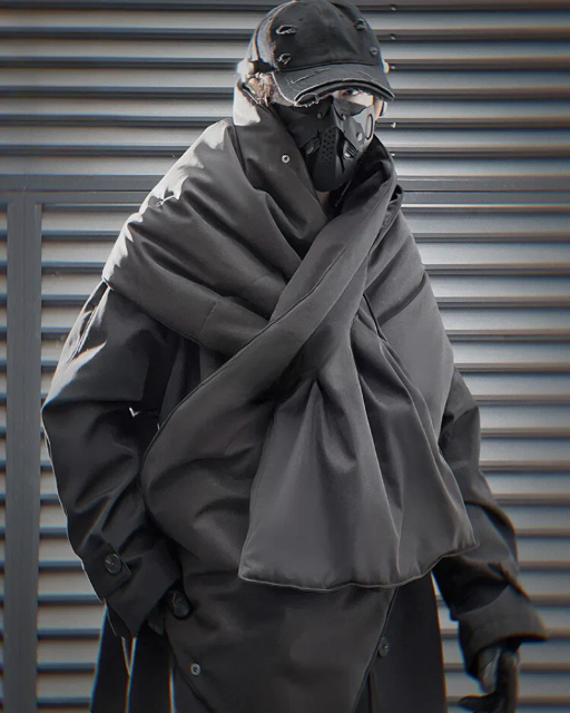 Techwear Coat With Detachable Shoulder Cape