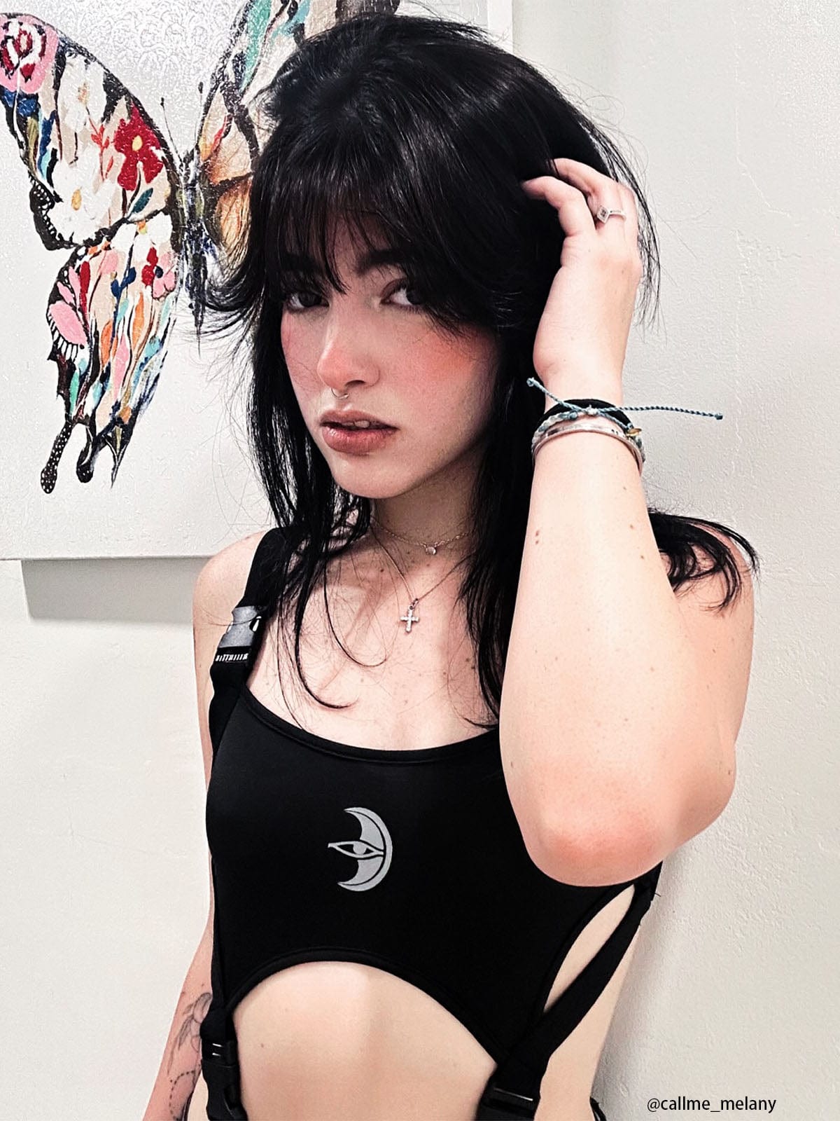 Woven Ribbon Cut-Out Bodysuit