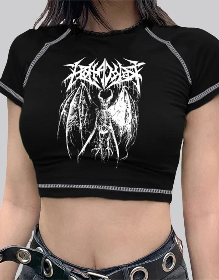 Techwear Cute Goth Crop Top
