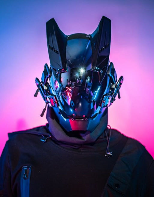 Techwear Cyberpunk Futuristic Helmet With Led