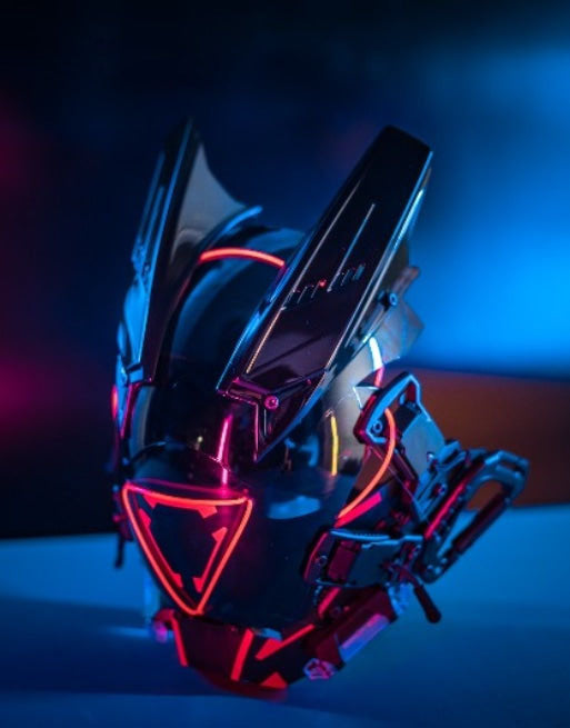 Techwear Cyberpunk Futuristic Helmet With Led