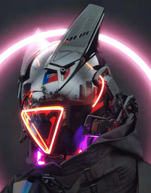 Techwear Cyberpunk Futuristic Helmet With Led