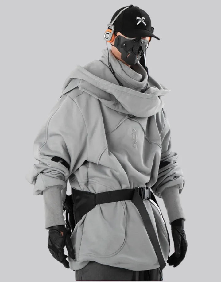 Techwear Cyberpunk Grey Hoodie