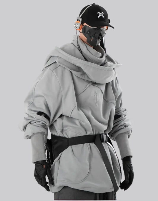 Techwear Cyberpunk Grey Hoodie
