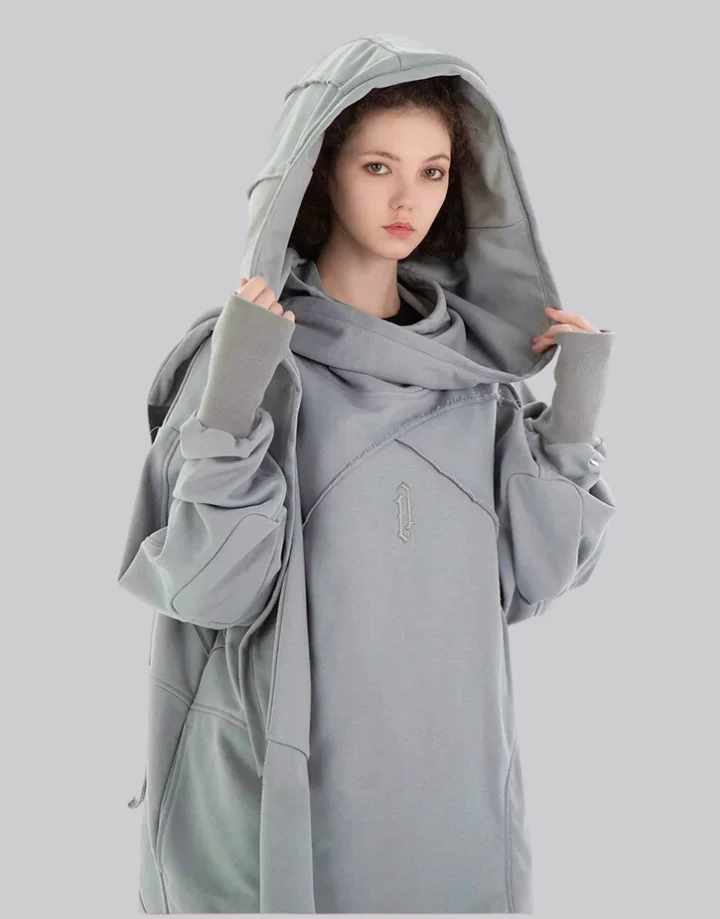 Techwear Cyberpunk Grey Hoodie