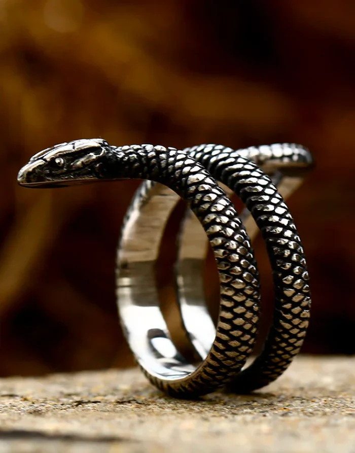 Techwear Snake Silver Ring