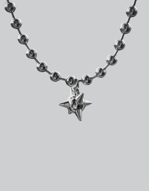 Techwear Bead Chain Spike Ball Necklace