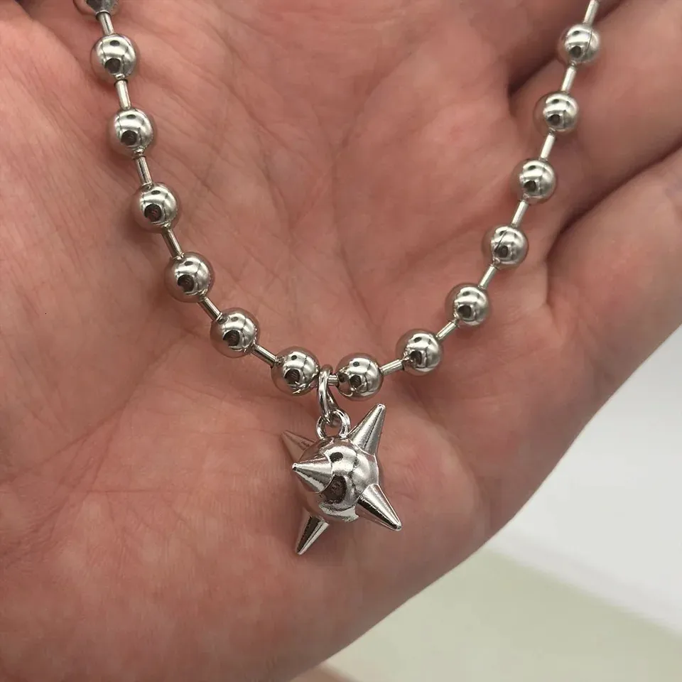 Techwear Bead Chain Spike Ball Necklace