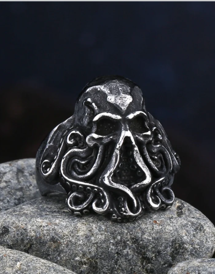 Techwear Octopus Skull Ring