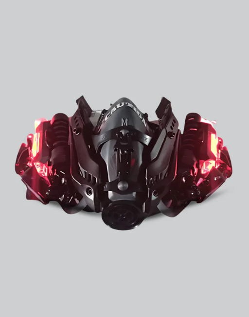 Techwear Cyberpunk Caution LED Mask