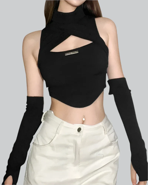 Techwear Hollow Out Crop Top