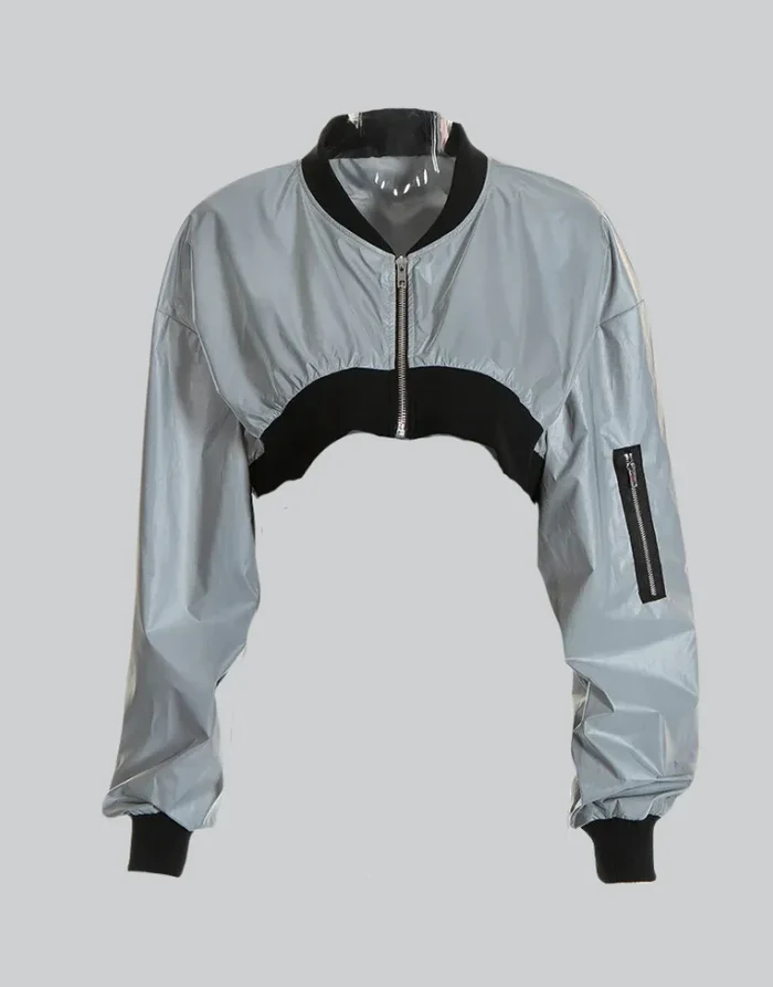 Techwear Reflective Crop Top Jacket