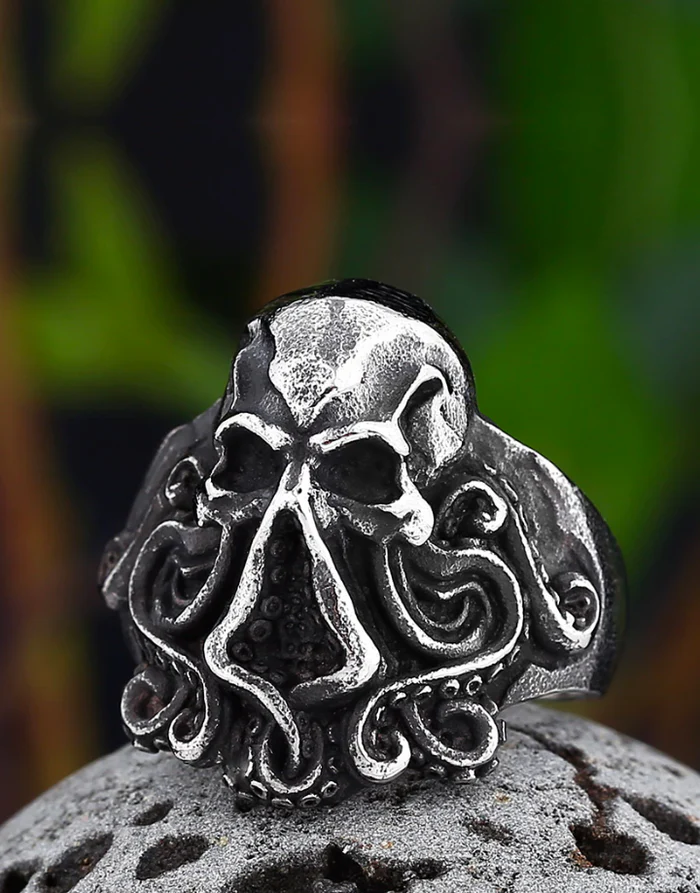 Techwear Octopus Skull Ring