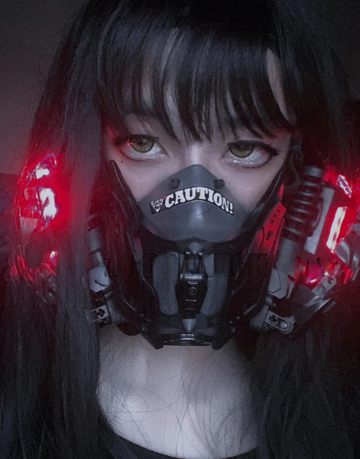 Techwear Cyberpunk Caution LED Mask