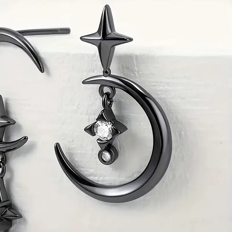 Techwear Crescent Moon Earrings
