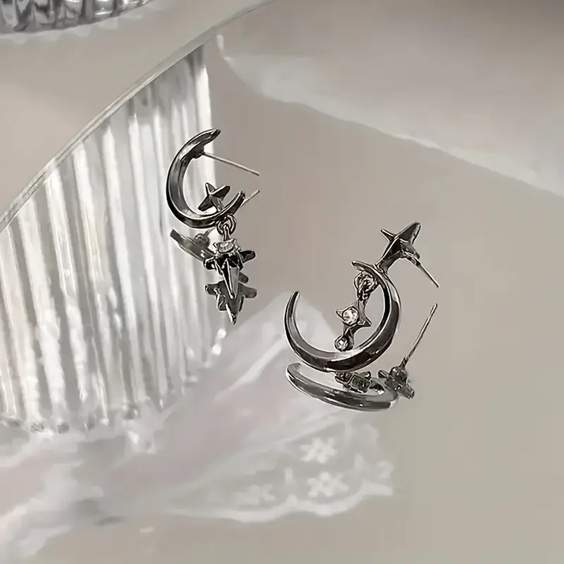 Techwear Crescent Moon Earrings