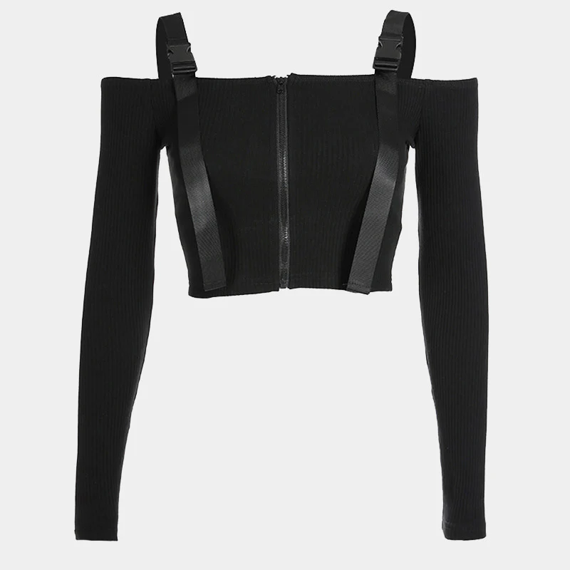 Techwear Black Buckle Top