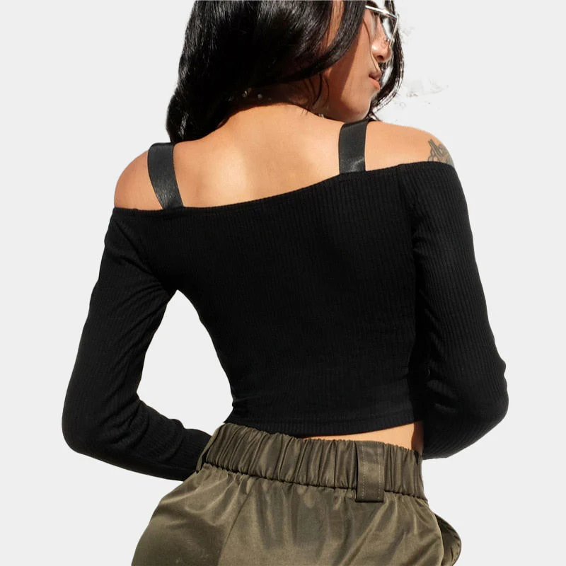 Techwear Black Buckle Top