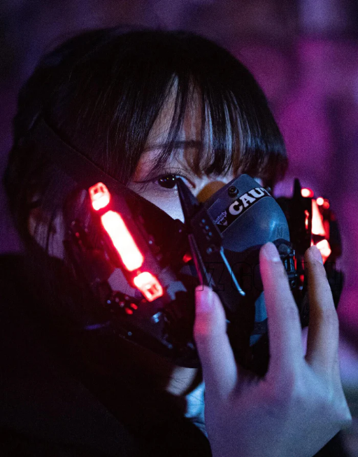 Techwear Cyberpunk Caution LED Mask