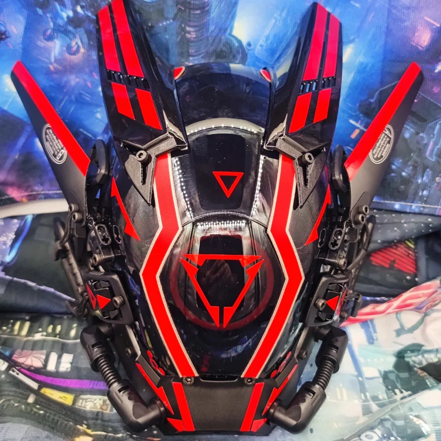 Techwear Red Cyberpunk Helmet