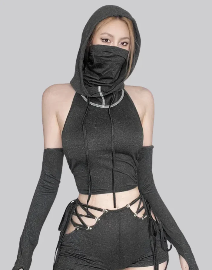 Techwear Cyberpunk Crop Top