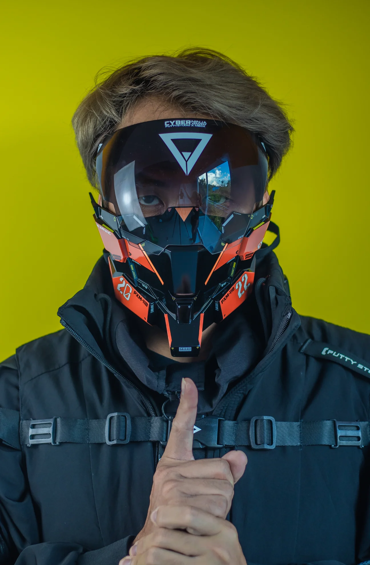 Techwear Orange Cyberpunk Mask