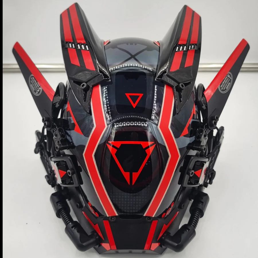 Techwear Red Cyberpunk Helmet