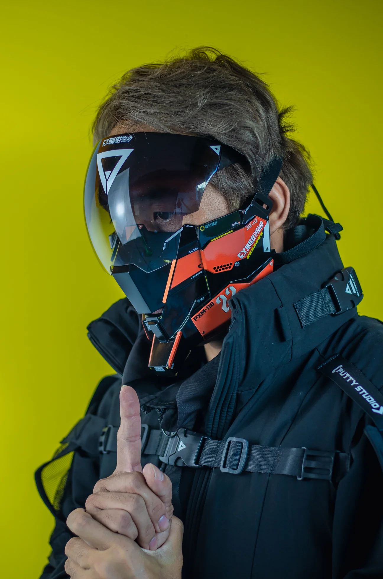Techwear Orange Cyberpunk Mask