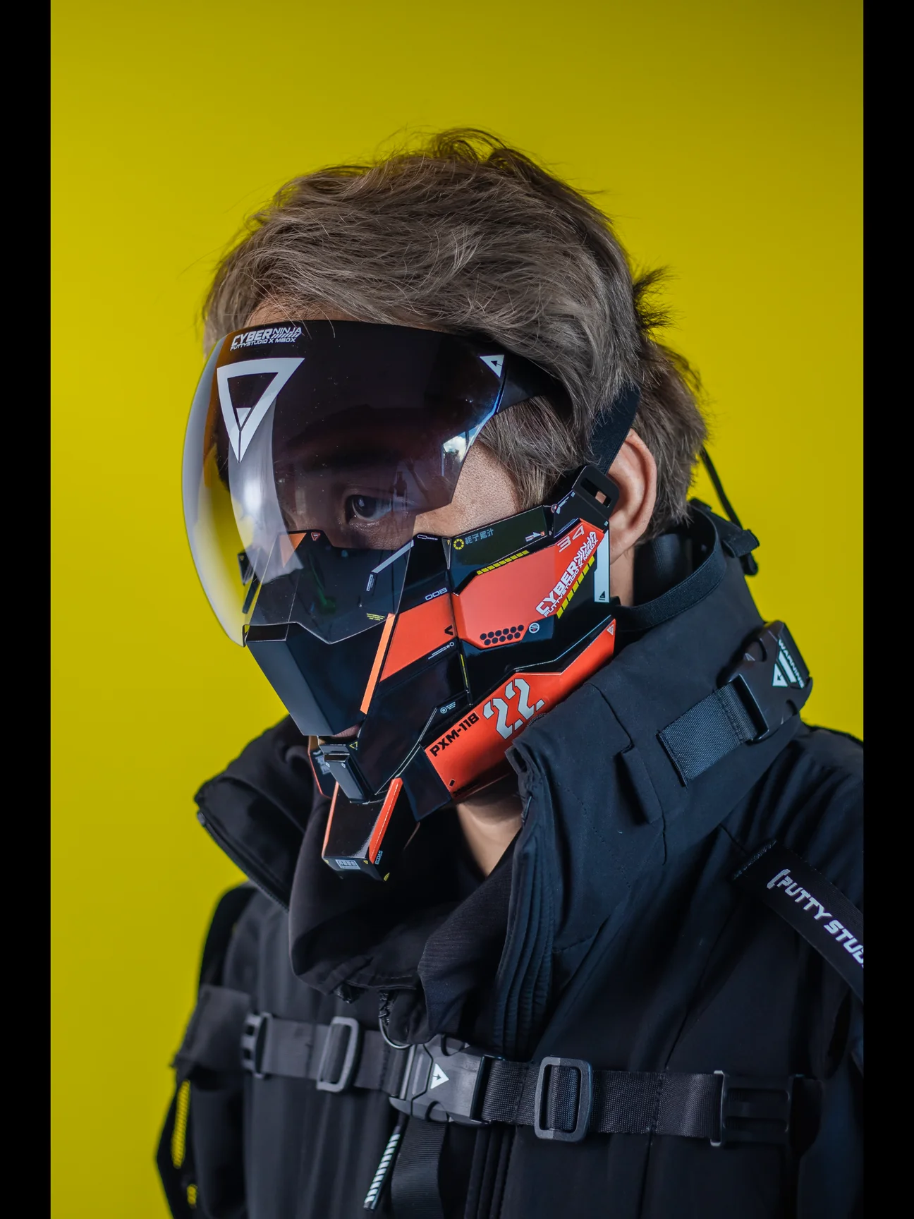 Techwear Orange Cyberpunk Mask