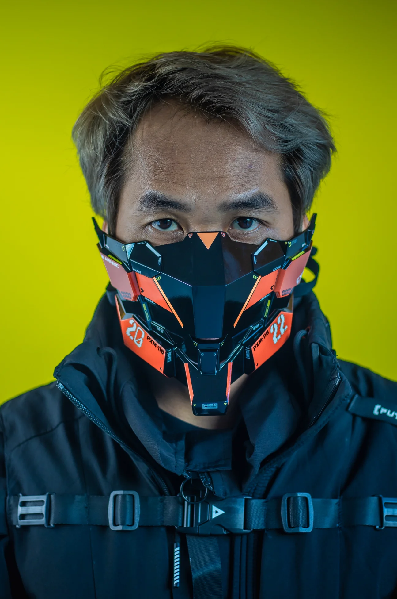 Techwear Orange Cyberpunk Mask