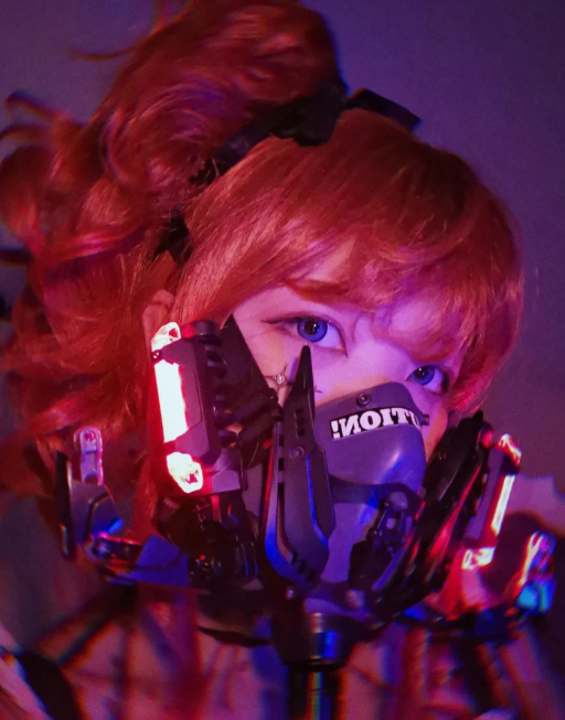 Techwear Cyberpunk Caution LED Mask