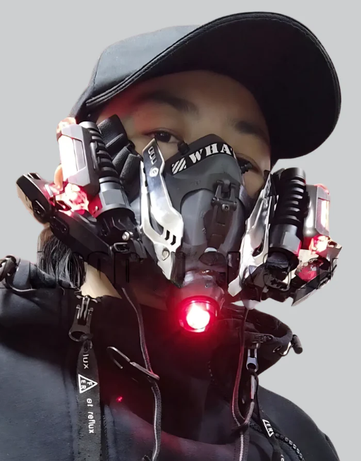 Techwear Cyberpunk Caution LED Mask