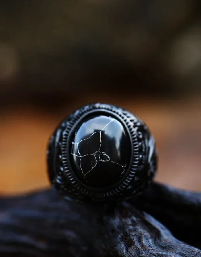 Techwear Black Turquoise Ring