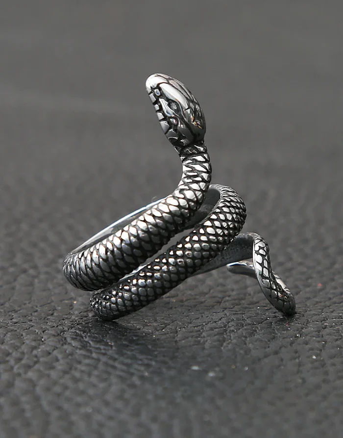 Techwear Snake Silver Ring