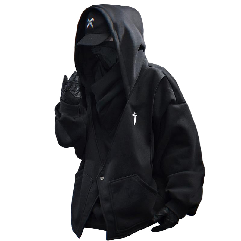 Embroidered High Collar Techwear Hoodie