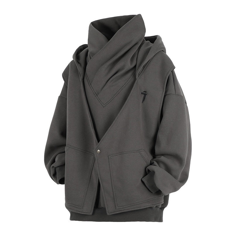 Embroidered High Collar Techwear Hoodie