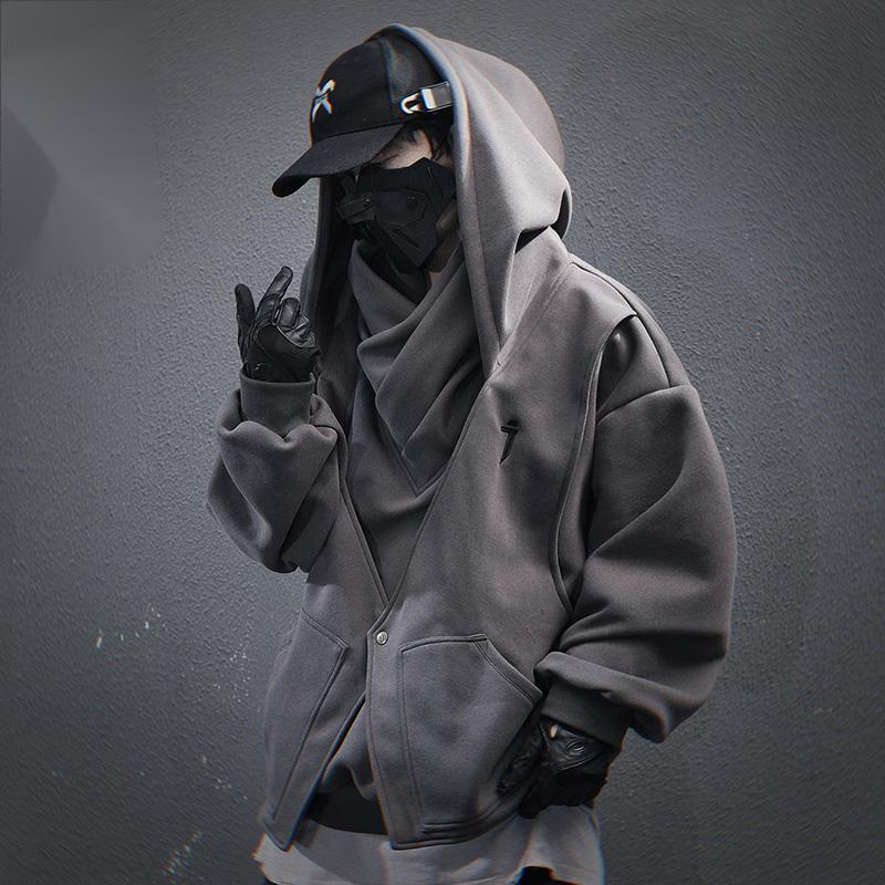 Embroidered High Collar Techwear Hoodie