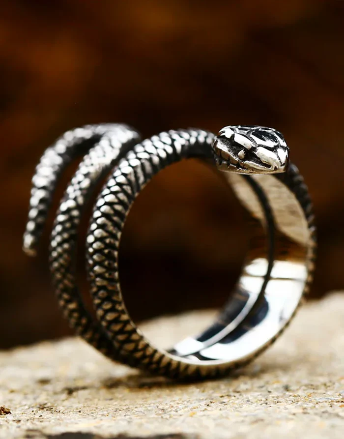 Techwear Snake Silver Ring