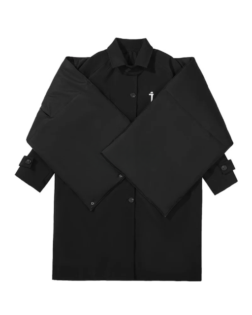 Techwear Coat With Detachable Shoulder Cape
