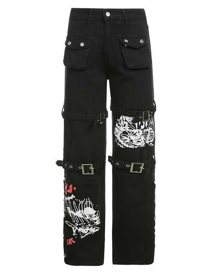 Techwear Women Goth Cargo Pants