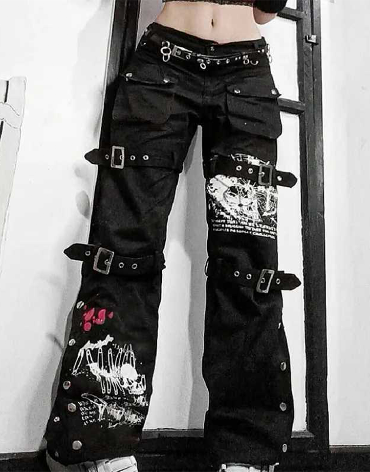 Techwear Women Goth Cargo Pants
