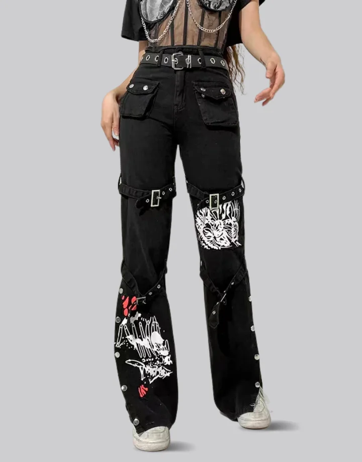 Techwear Women Goth Cargo Pants