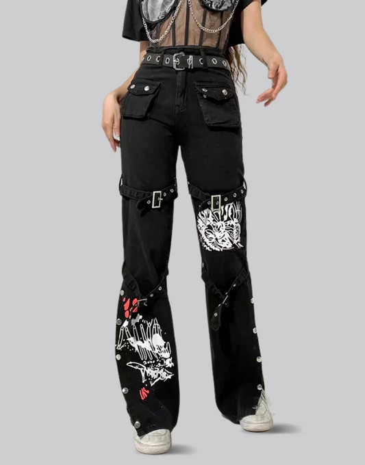 Techwear Women Goth Cargo Pants