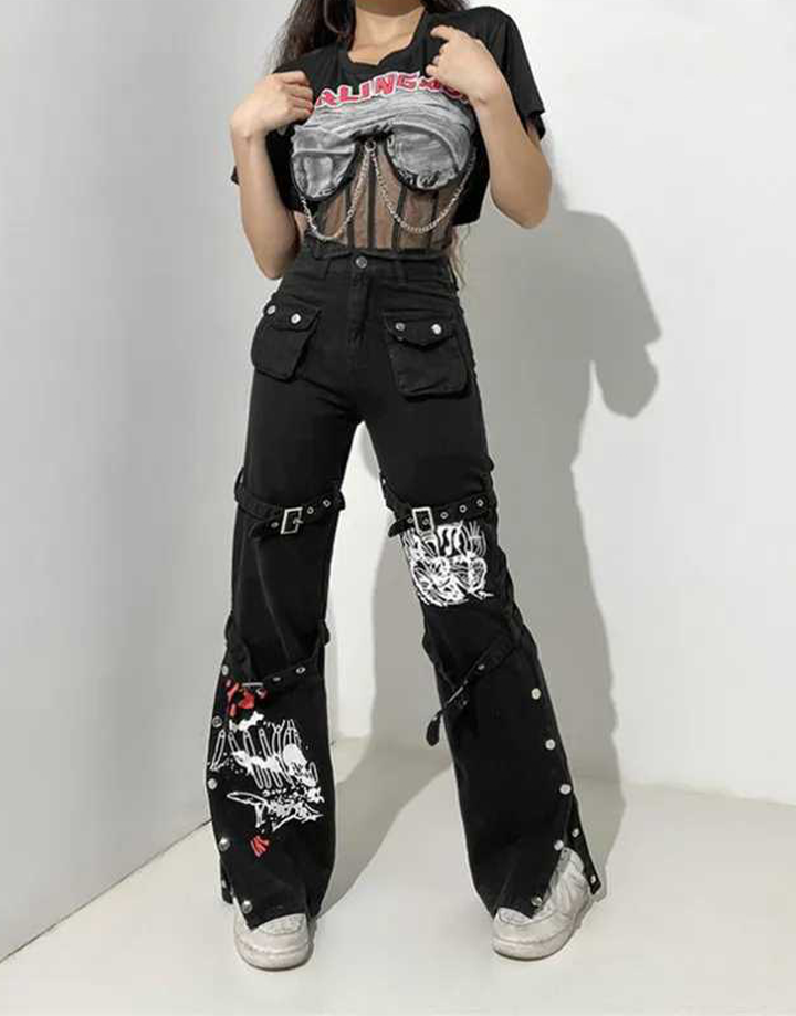 Techwear Women Goth Cargo Pants