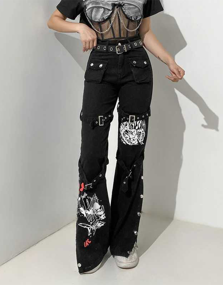 Techwear Women Goth Cargo Pants